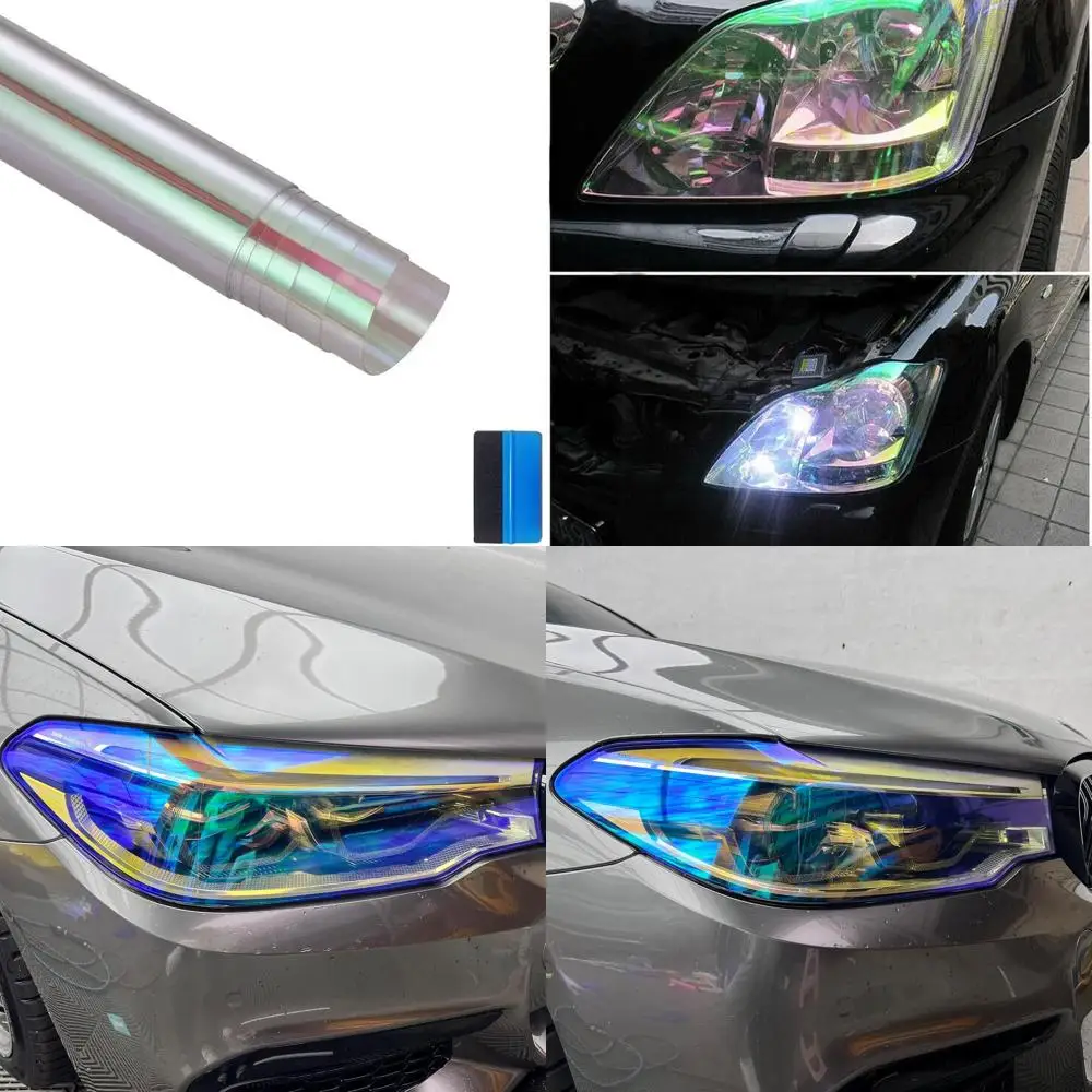 

12 by 48 inches Self Adhesive Auto Car Tint Chrome Chameleon Headlight Taillight Fog Light Vinyl Smoke Film Sheet Sticker Cover
