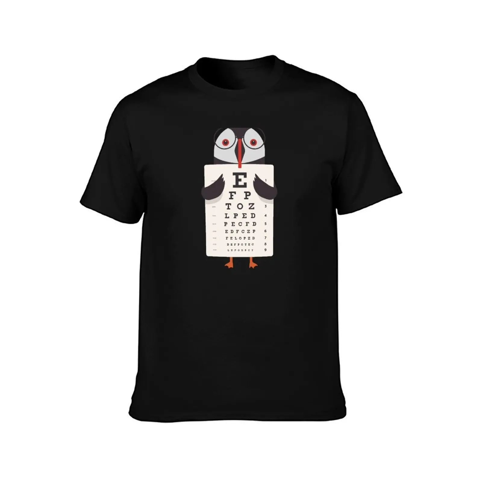 Penguin eye chart, eye test T-Shirt, Summer Casual Cotton Tee, Oversized Streetwear Tops, Vintage Graphic Print, 100% Cotton