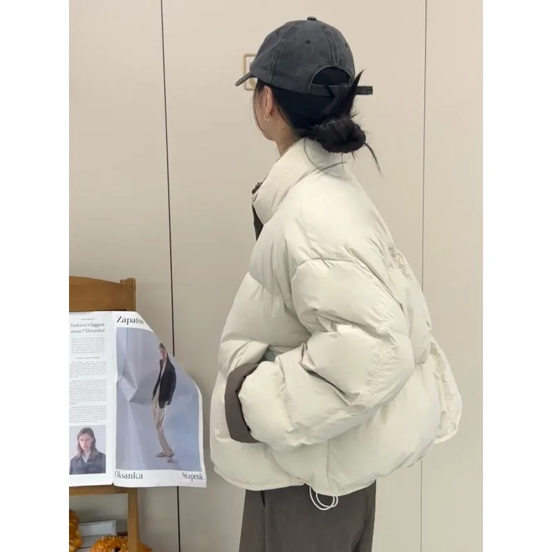 Women's High-end Cute Coats New Best Sellers Winter Korean Outfits Cotton Coats Puffer Jacket Warm Patchwork Long-sleeved Top