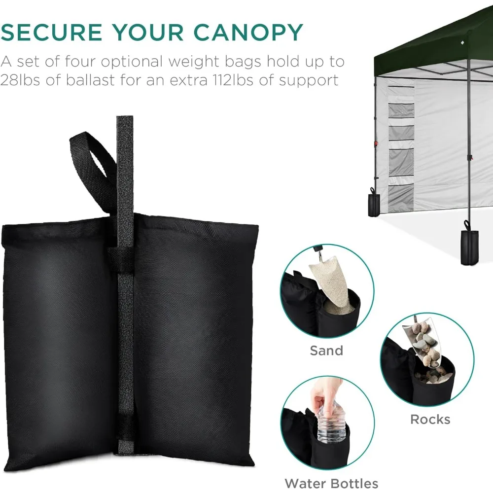 Tragbares 10 x 10 Fuß großes Pop-Up-Überdachung mit Seitenwand, 10 Taschen, Tragetasche, 1 Tasten-Setup, 4 Gewichtstaschen – einfache Einrichtung für den Außenbereich
