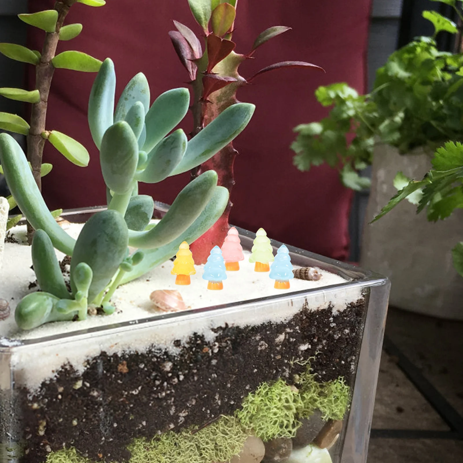 

72Pcs Luminous Christmas Tree Decorations Mini Artificial Trees for Desktop Mantel Fireplace Centerpiece Holiday Party Decor