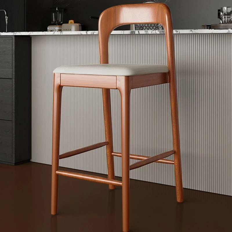 جزيرة المطبخ بار البراز وسائد خشبية حديثة عالية غرفة المعيشة بار البراز المنزل البني الحد الأدنى أثاث Sillas De Comedor #2