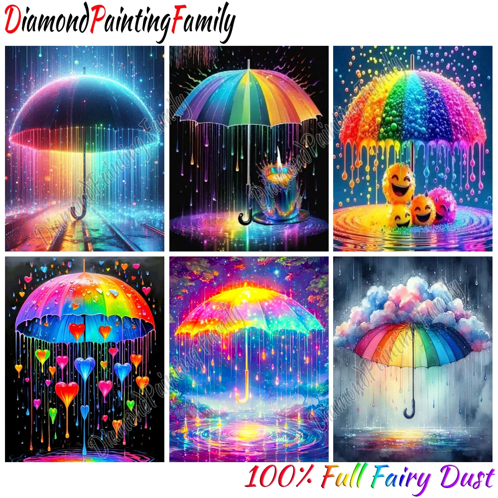 

Diamond Painting Family Full Fairy Dust Crystal Resin Diamond Dot Art Color Umbrella AB Drill Embroidery Set Mosaic Painting Kit