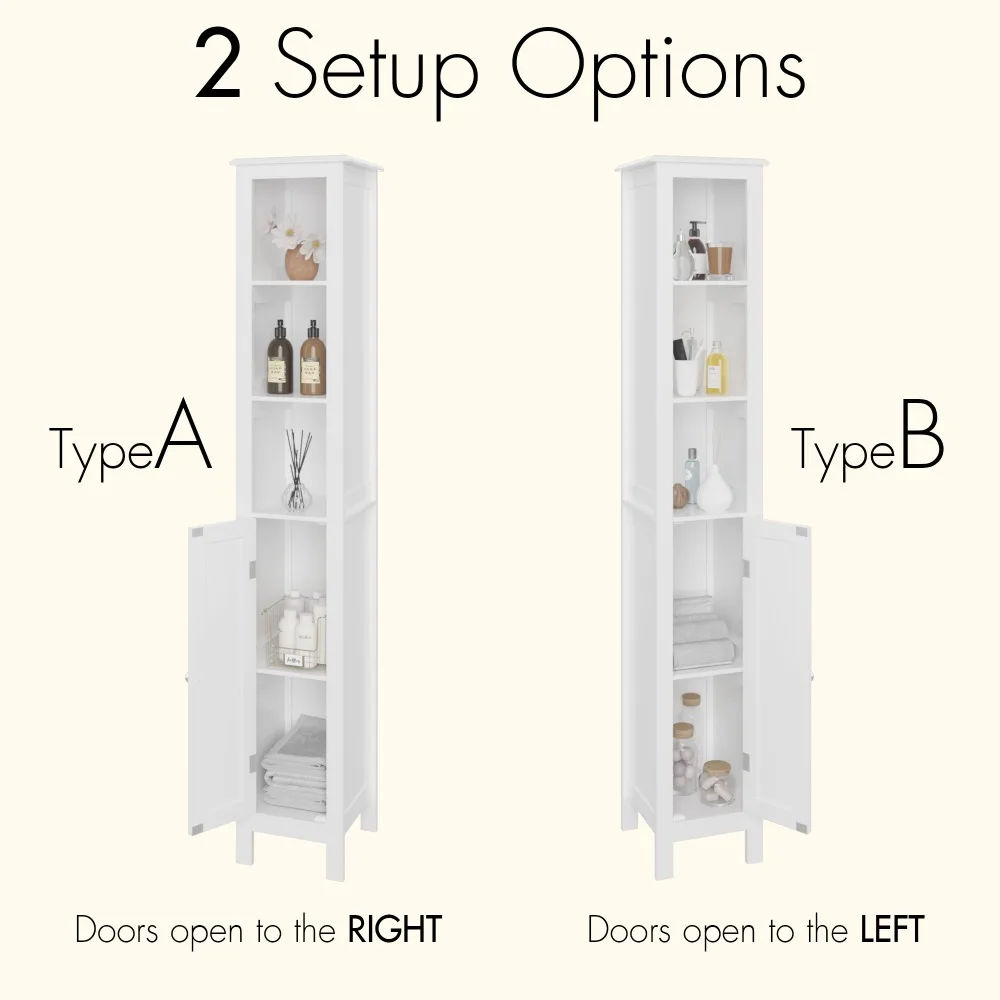 

66.92" Tall Bathroom Storage Cabinet with Adjustable Shelves,1 Doors Freestanding Cabinet with Anti-Tip, Bathroom Cabinets