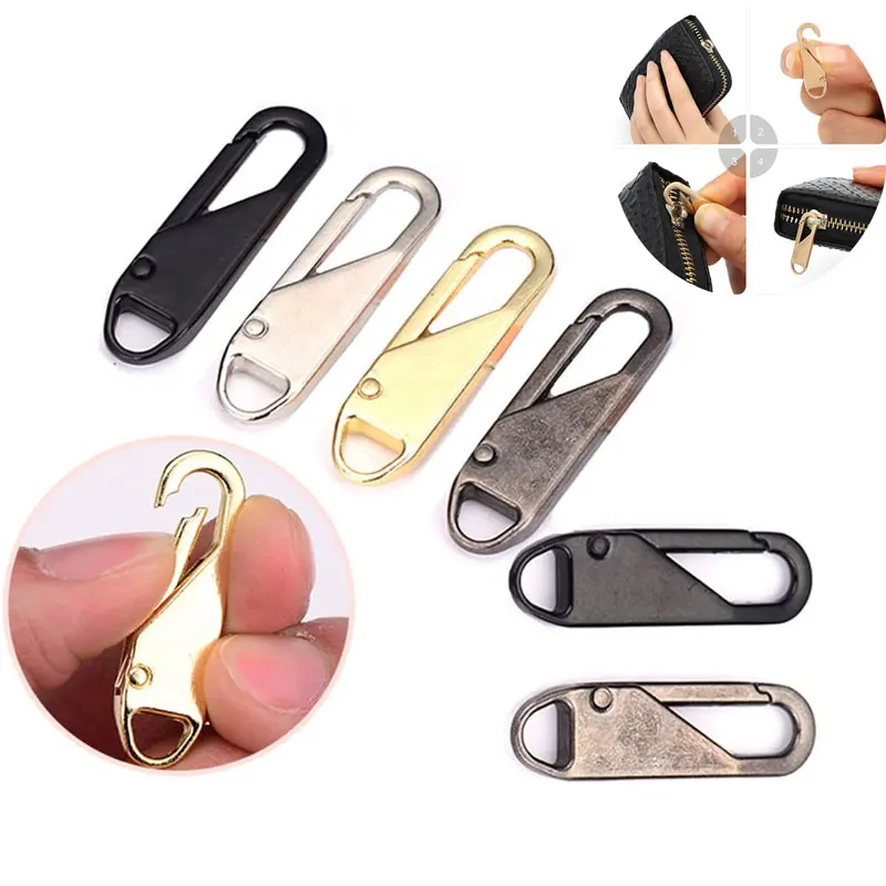 5pcs Zipper Pull Detachable Metal Zipper Head Zipper Slider Pull Tabs for Luggage Clothing Jackets Backpacks Boots Purse Coat