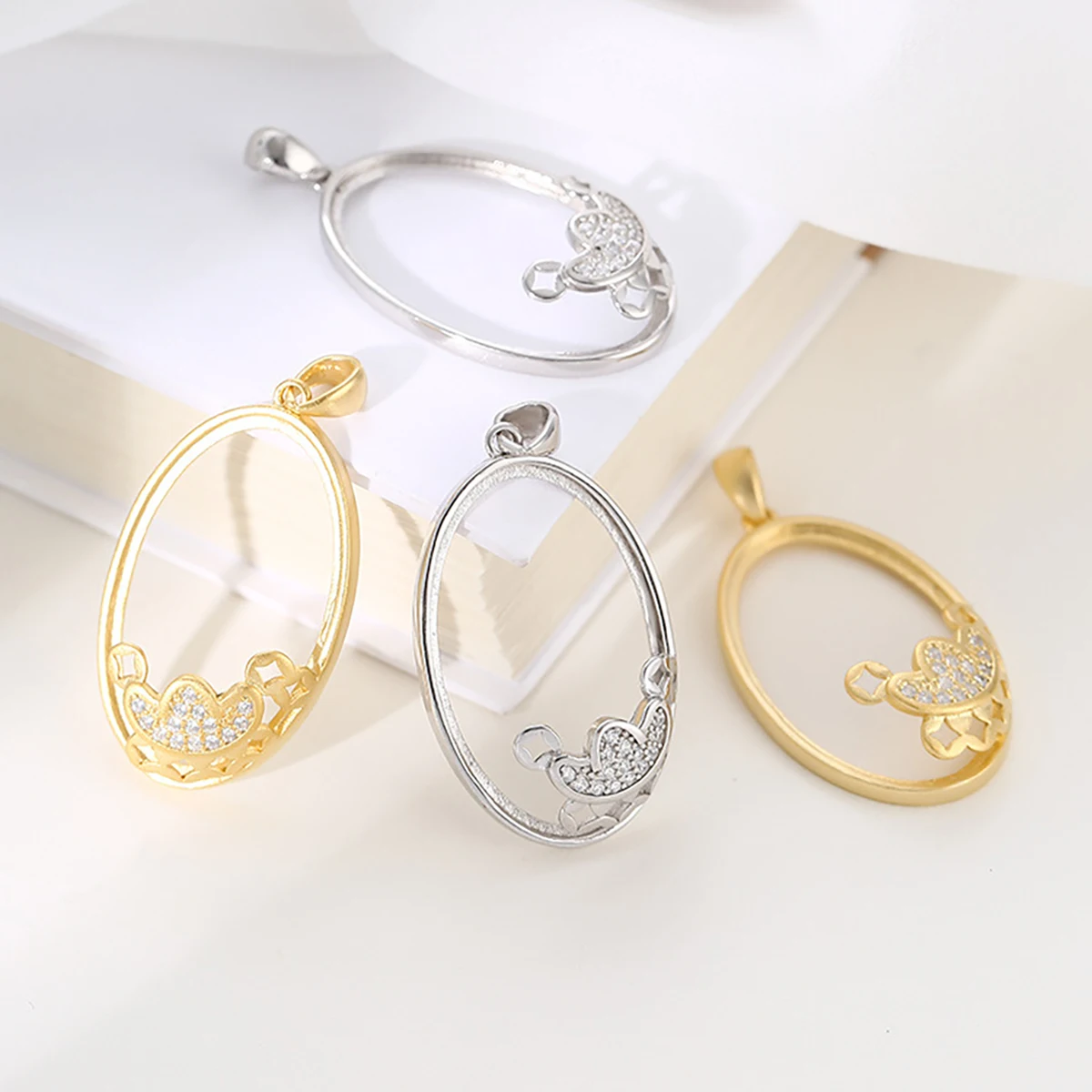 925 Sterling Silver Pendant Base Blank fit 12X16/13X18/15X20/15X25/16X26mm Oval Cabochon Base Pendant Setting DIY Jewelry Making