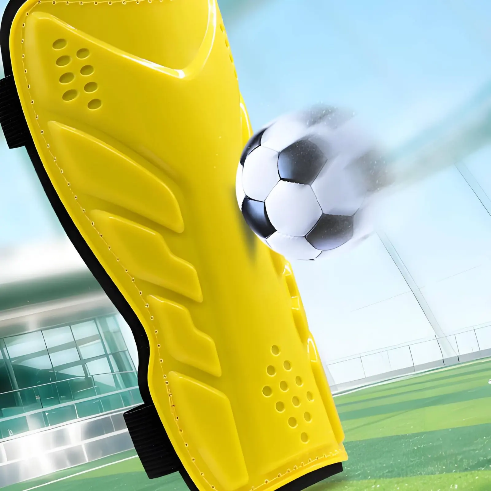 Double Strap Shin Guard EVA Padding Football Shin Guard Leg Protectors Long-Lasting Athletic Equipment Thick Shell for Adults view 5