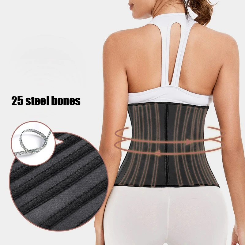 AfruliA XXS Latex Waist Trainer Shapewear with 25 Steel Bones Fajas Colombian Girdle Body Shaper Strap Tummy Control Belt Corset - view 3