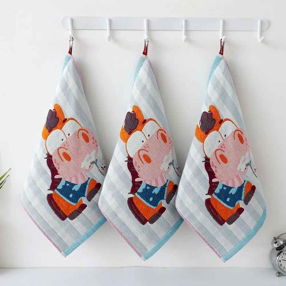 34x40cm Large Hand Towel 4 Layer Cotton Gauze Cartoon Pure Cotton Dish Cloth Decorative Quick Dry Tea Towel