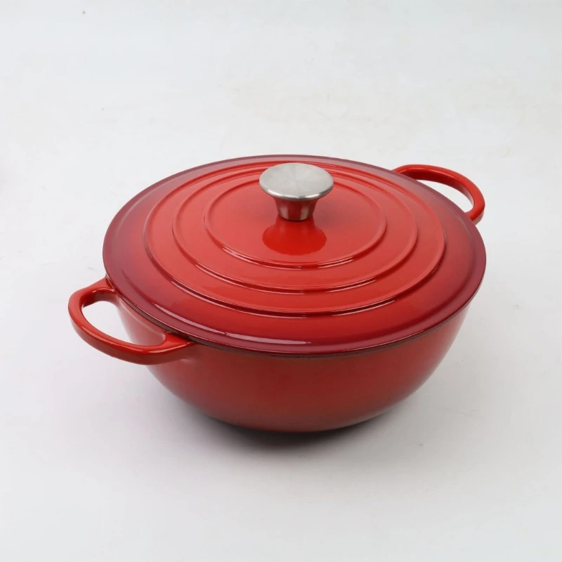 

D0AD Multipurpose Enamel Dutch Oven Cast Irons Cooking Pot Even Heat Distribution Cookware For Baking Roasting Stewing