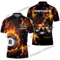 Billiards Blazing Fire Multicolor Options Personalized Name 3D Printed Men's Polo Shirt Summer Unisex Casual Polo shirt WK200