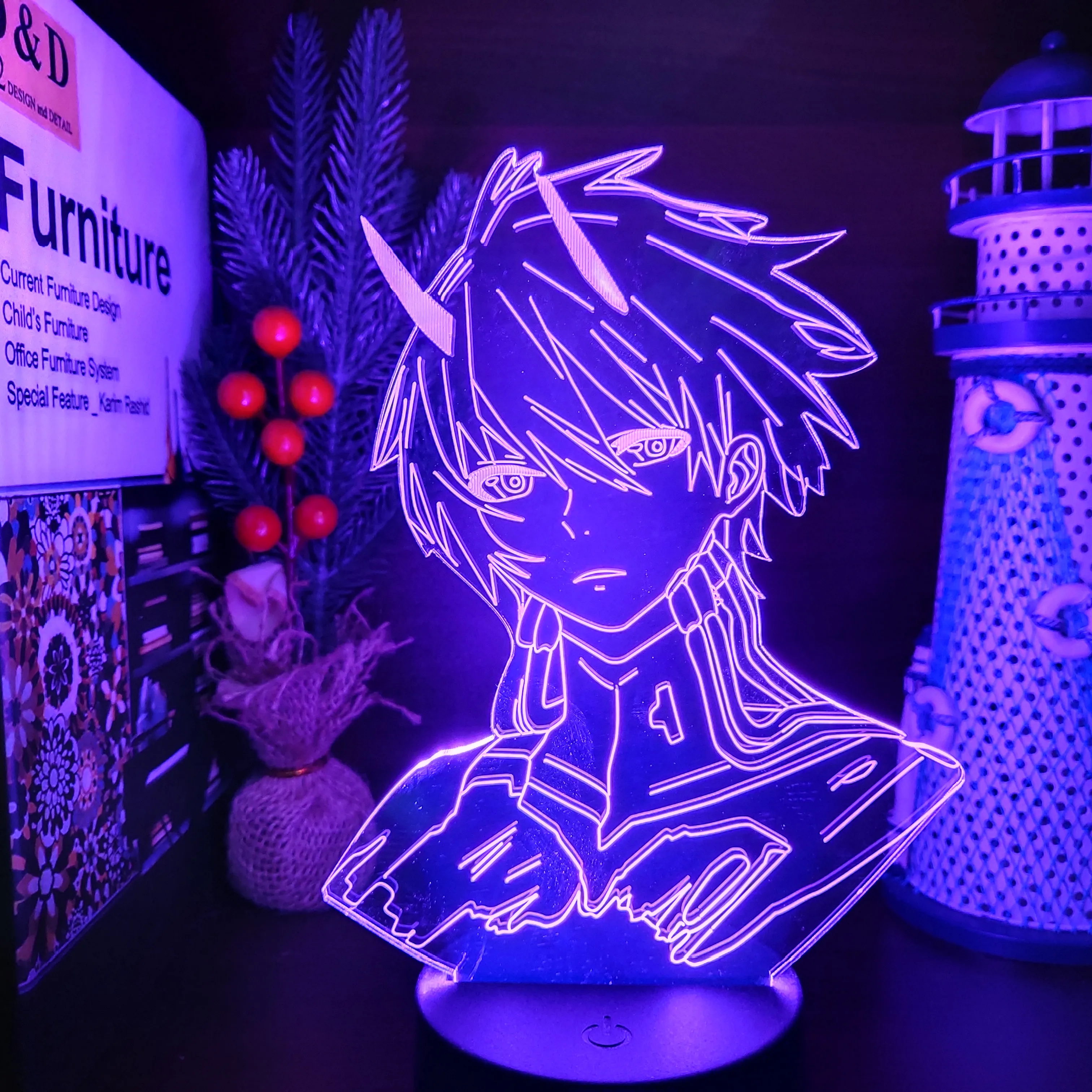 DARLING in the FRANXX Zero Two Cartoon 3D Visual Night Lights LED Figure Night Lamp Bedroom Anime Nightlights Color Changing