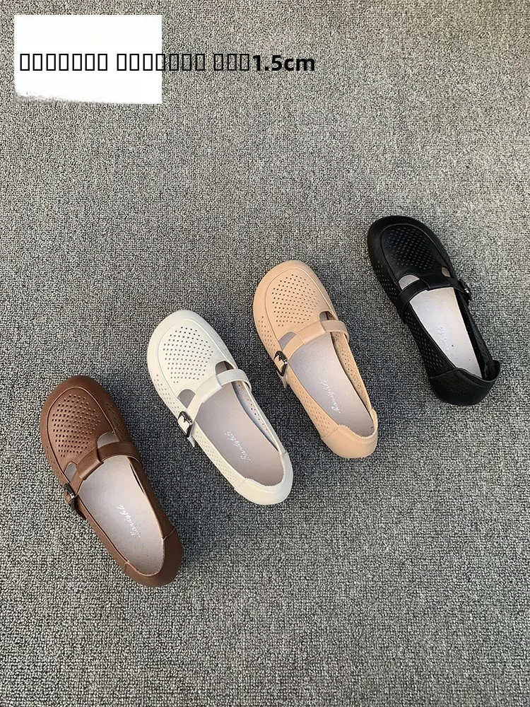 leather-breathable-low-heel-mom-shoes-2026-new-hole-hole-summer-sandals-women-soft-bottom-casual-hollow-out-female-shoes