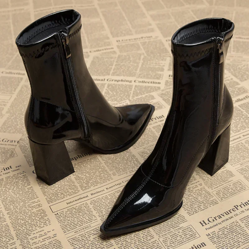 2024 New Fashion Solid Color Versatile Women's Boots Comfortable Pointed Toe Temperament Workplace Banquet Women's Boots