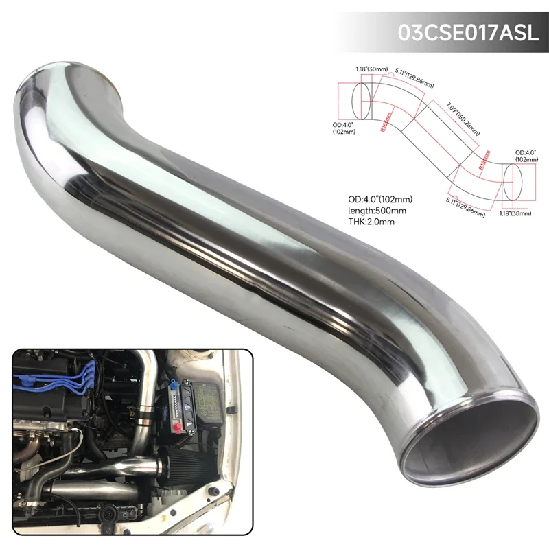89-102mm/3,5-4,0 cala Kształt Z/S Aluminiowa rura wlotowa chłodnicy międzystopniowej Grubość węża: 2 mm L = 450 mm