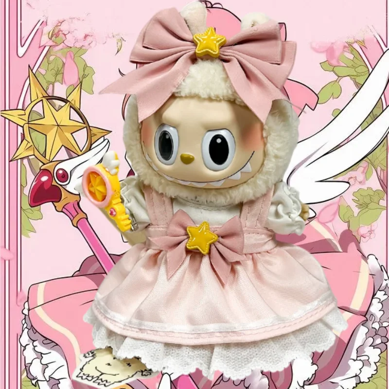 

17 см Kawaii Labubu Lisa Same Clothes Fall in Wild Series The Monsters Labubu Плюшевая кукла Меняющаяся одежда Юбка своими руками Игра на заказ