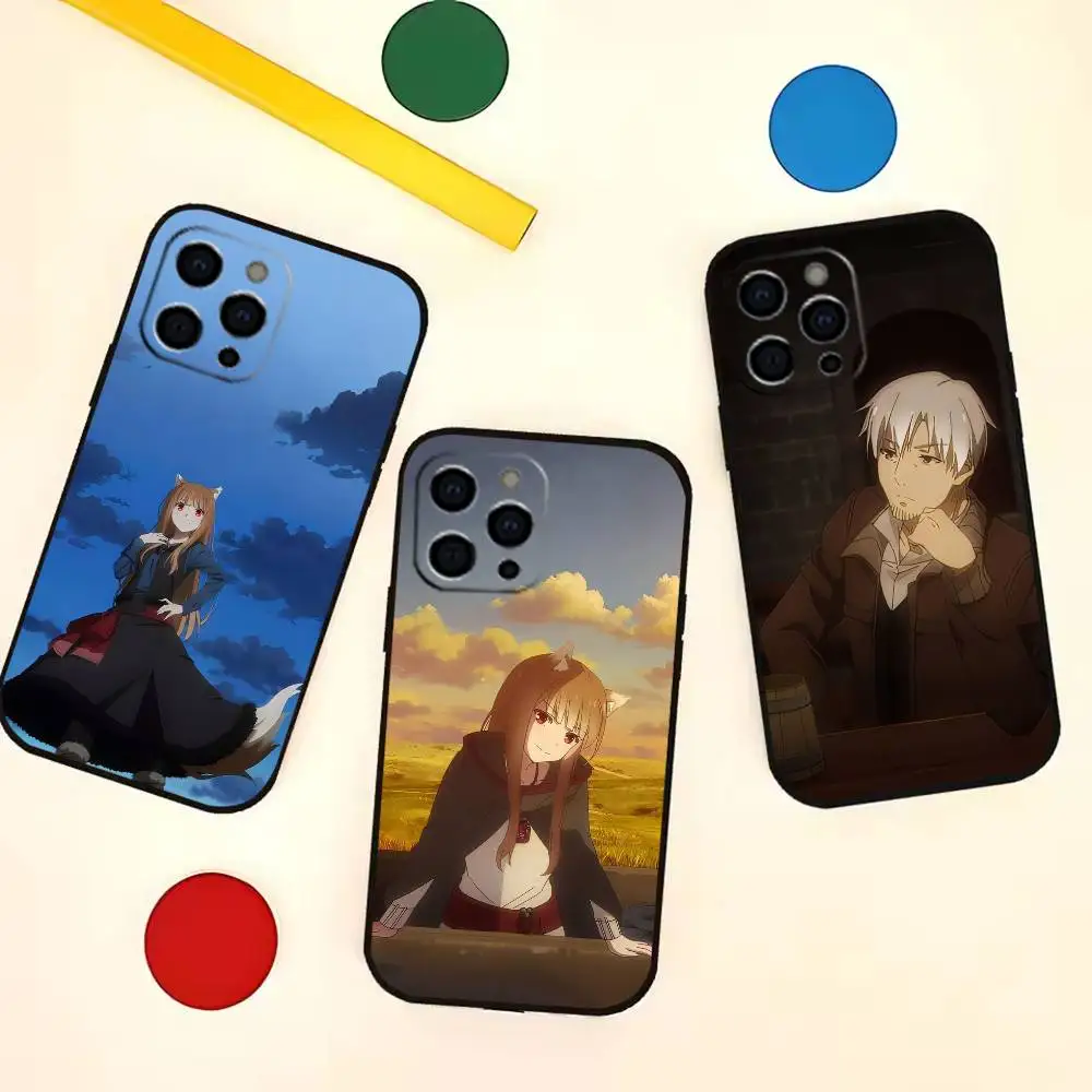 

Anime S-Spice and W-Wolf Phone Case For iPhone 17,16,15,14,13,12,11 Plus,Pro Max,Soft Silicone Black Cover
