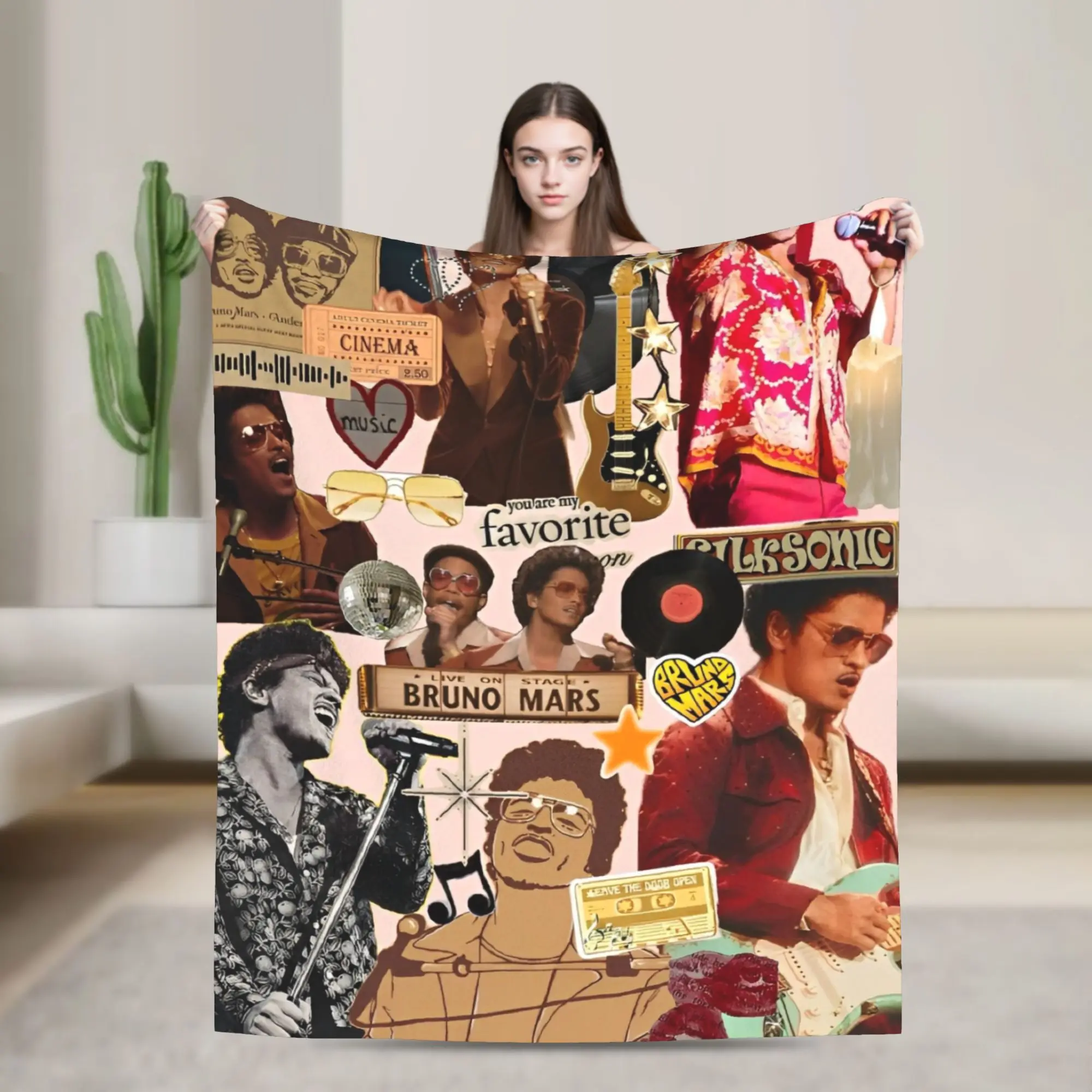

American Singer Bruno Mars Blankets Plush Throw Blanket Airplane Travel Printed Soft Warm Bedsprea,