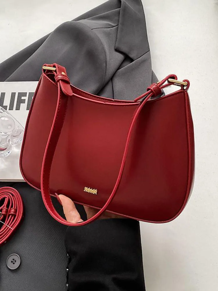 Korean Versatile High-end Women's Red Bags Trendy Simple Letter Single Shoulder Underarm Bag Texture Niche Ladies Crossbody Pack