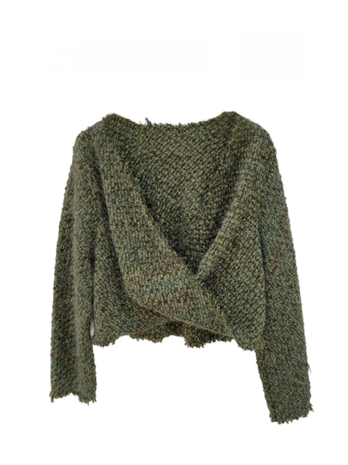 

Стильный женский длинный вязаный свитер с V-образным вырезом и бахромой, осенняя новинка, модный и элегантный