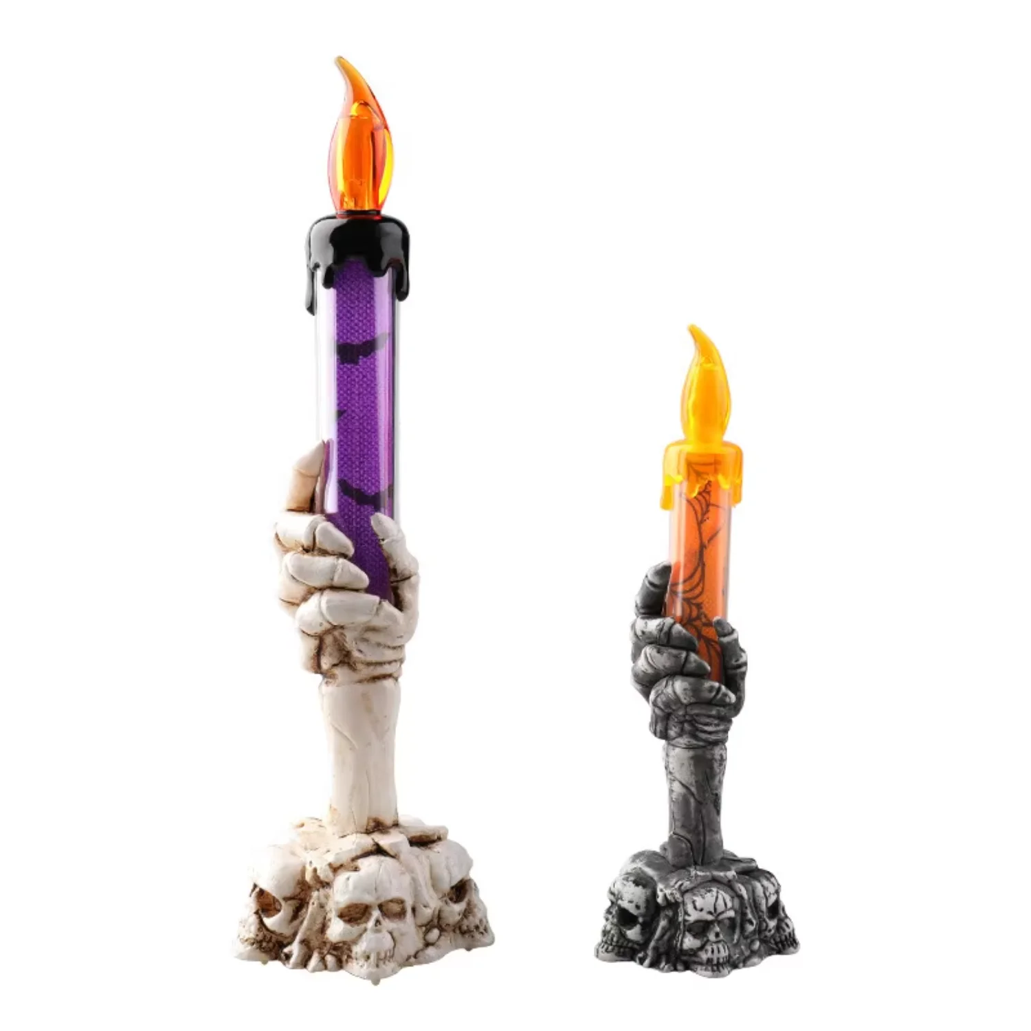 Halloween Candles with Scary Skeleton Hands, spooky Halloween decoration lights for party, battery operated candle light 7*23cm