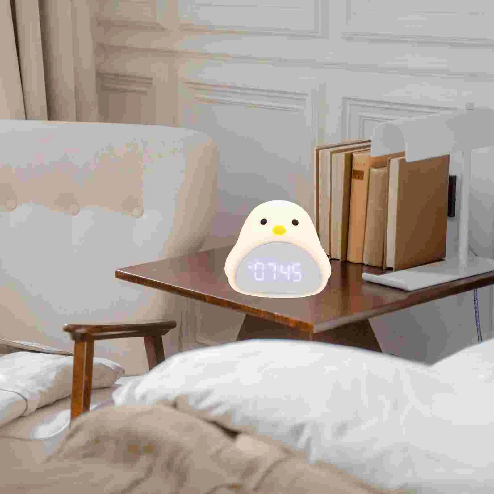 

Kid Alarm Clock Light Adorable Children Multipurpose Multifunction Cartoon Time Bird White Lamp Toddler