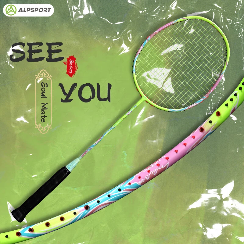 Alpsport série dj raquete de badminton fibra carbono 100% genuíno 5u 75g raquete profissional max 30lbs g5 defesa ofensiva alp dj