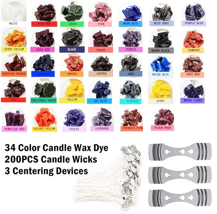 34 Color DIY Candle Wax Dyeing Combination Material Package Paraffin Pigment Block Candle Dye Thin Sheet