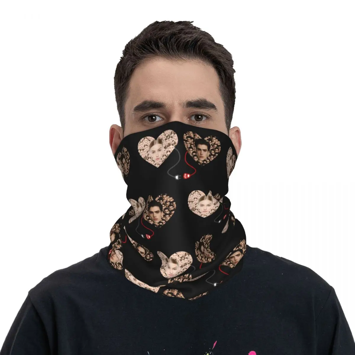 Diseño de enchufe, Bandana personalizada con foto de cara, polaina para el cuello para senderismo, correr, hombres y mujeres, bufanda envolvente, regalos especiales, diadema más cálida