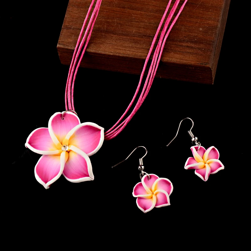 Polynesia Hawaiian Plumeria Dangle Earrings Handmade Soft Polymer Statement Drop Ear Rings Jewelry 2024 Flower Earring for Women