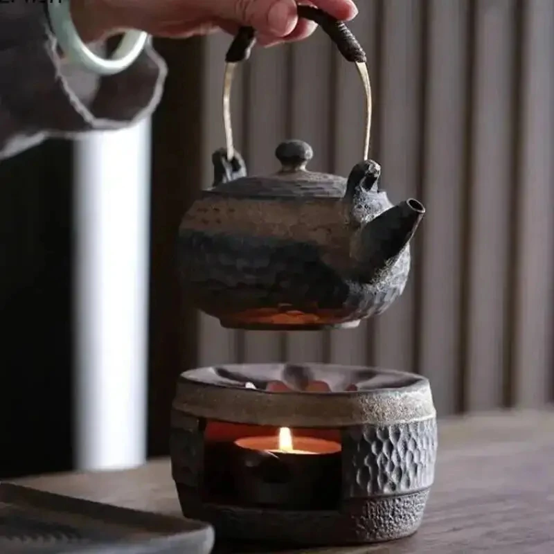 Stoneware Warm Tea Stove Ceramic Teapot Handle Pot Heating Furnace Kettle Tea Making Utensils Boiling Teapot Set Home Teaware
