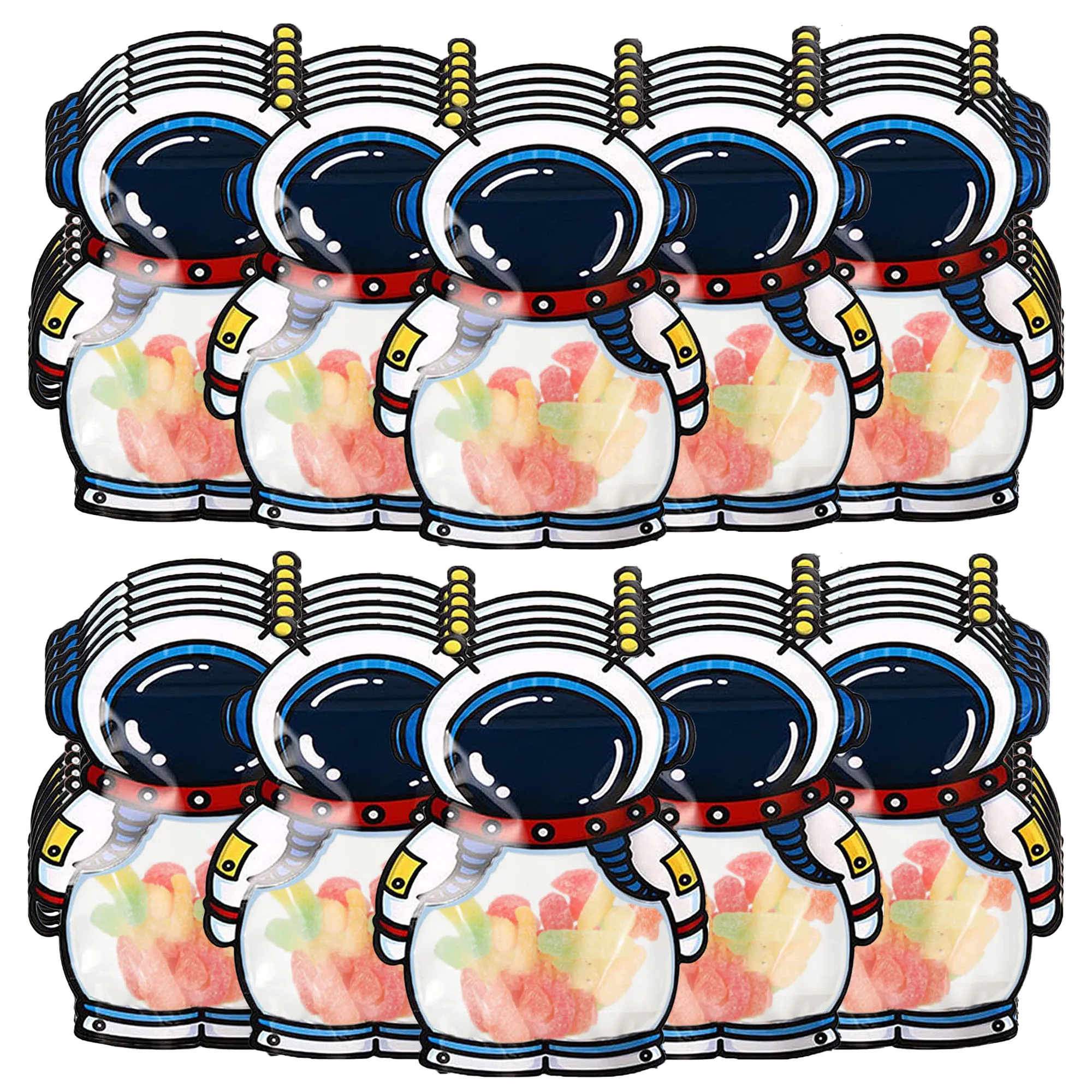 50pcs 3d Astronaut Candy Bags Baby Shower Favors Supplies Spaceman Snack Gift Bags For Kids Outer Spcace Birthday Party Decors