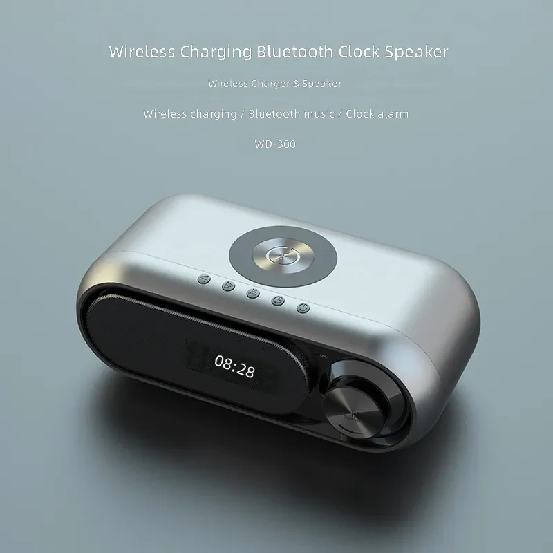 新しいワイヤレス充電スピーカー時計-ledアラームクロック-オーディオワイヤレス充電器-bluetoothスピーカー