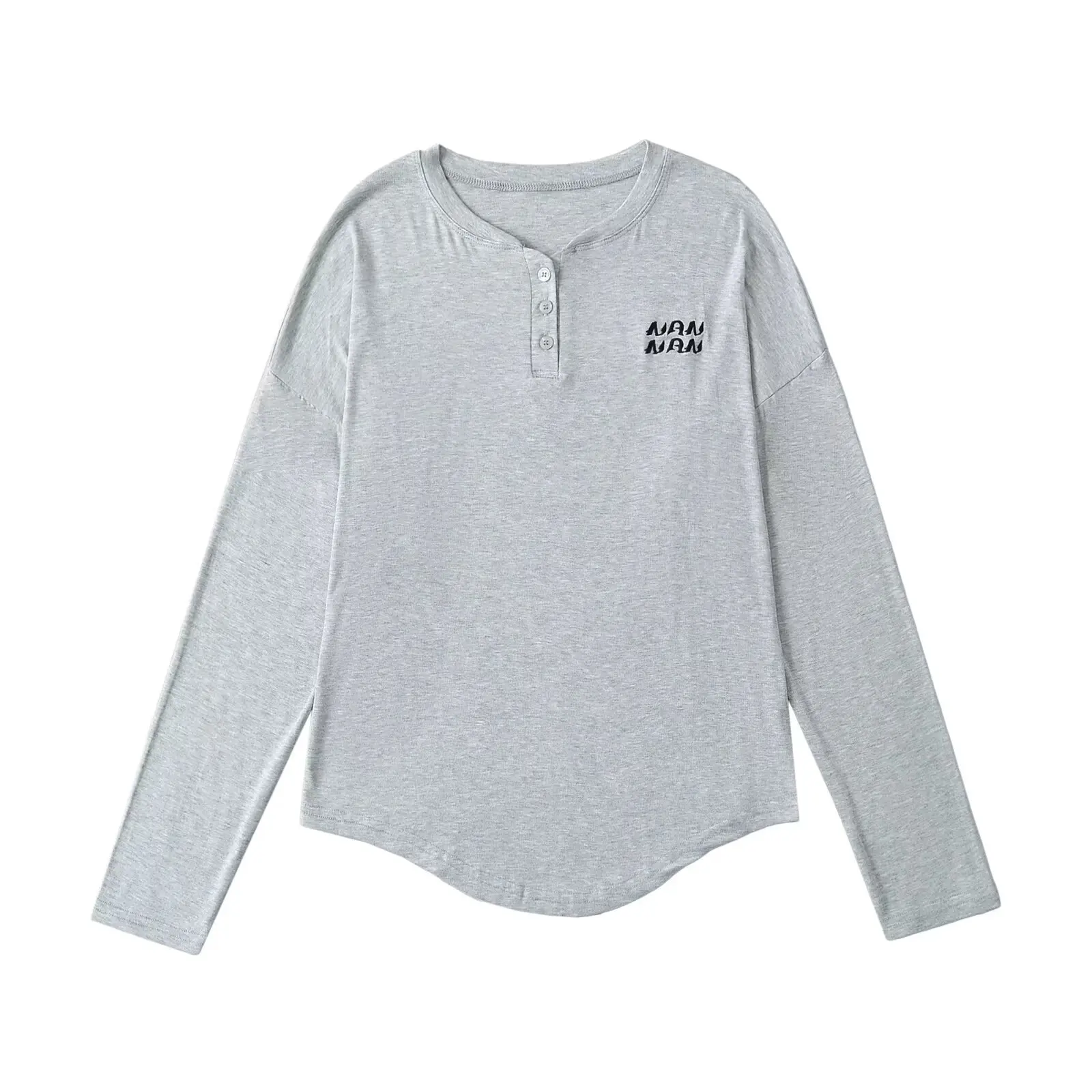 เสื้อยืดผู้หญิงผ้าบางปักลาย ดีไซน์พลิ้วไหว เหมาะสำหรับใส่เป็นเสื้อตัวใน แจ๊สแดนซ์ สตรีทแฟชั่น สไตล์ลำลอง ทรงหลวม