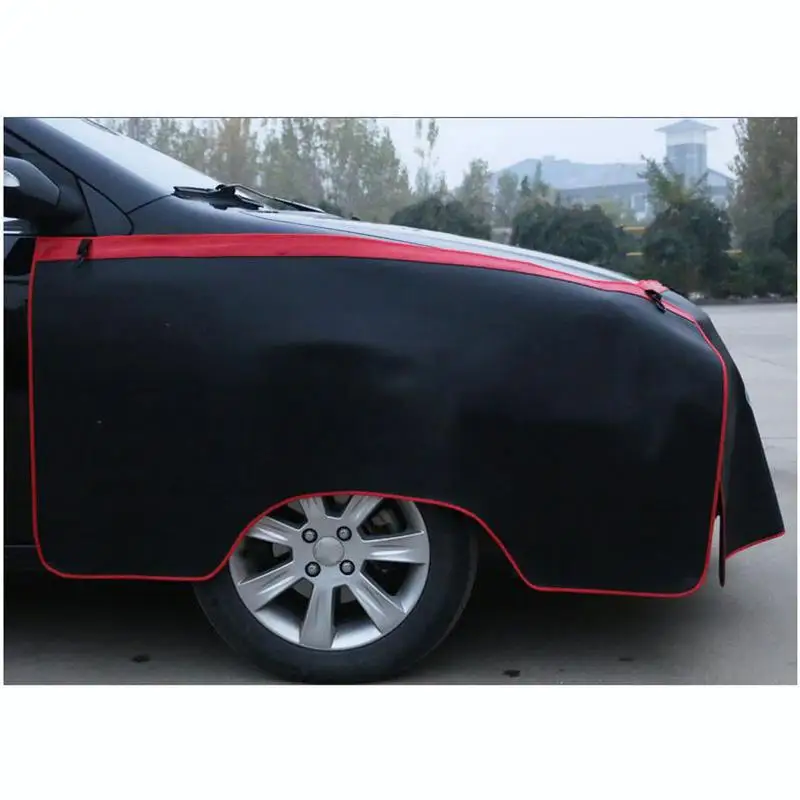 3Pcs/set Black PU Leather Car Leaf Board Pad Fender Body Shield Vehicle Repair Protection Pad With Hook Magnet CHIZIYO