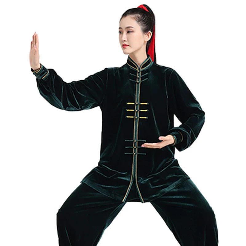 Kun Master verdicken Samt Taichi Uniform elegante Winter Kampfsport Anzug Kung Fu Kleidung Taiji für Frauen