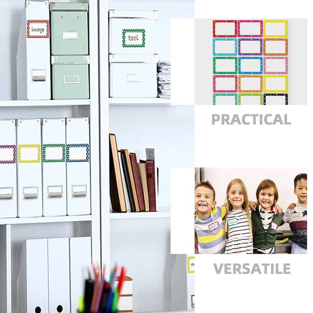 10 أوراق ملصقات تصنيف لاصقة فارغة قابلة للكتابة، علامات أسماء لاصقة سميكة وناعمة لفرز الفصول الدراسية المكتبية، ملصق ملون