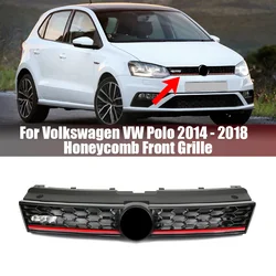 Honeycomb Mesh Front Bumper Upper Grille For Volkswagen VW Polo 2014 2015 2016 2017 2018 GTI Style Racing Grill