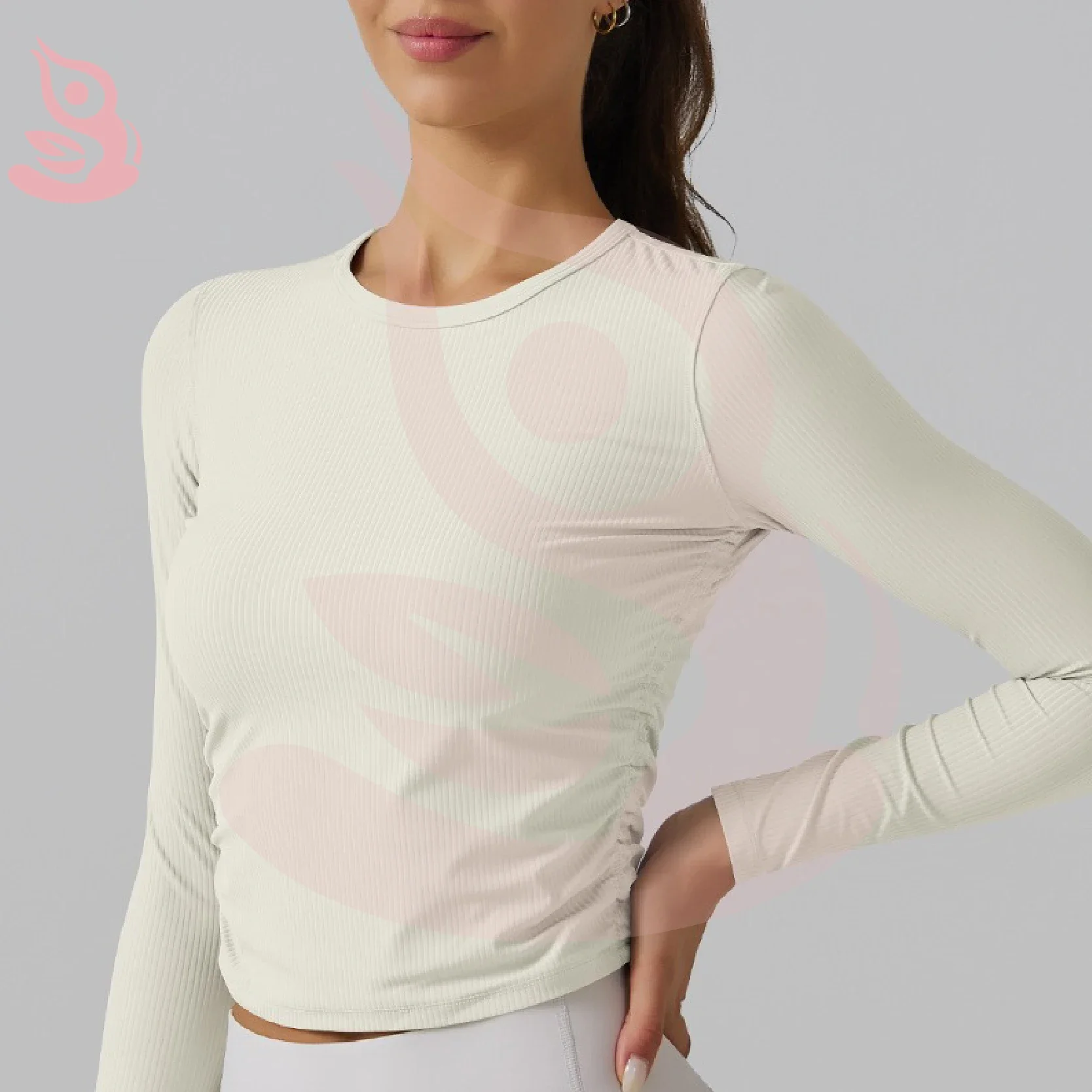 

New Threaded Tight Fit High Elasticity Yoga Clothing Long Sleeve Sports Running Fitness Yoga Top T-shirt