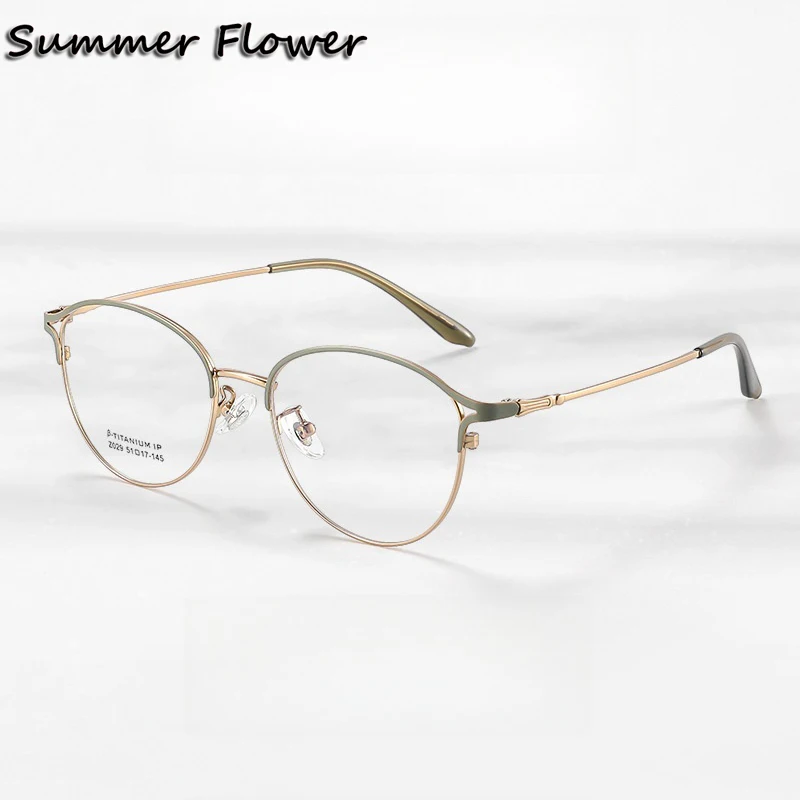 

Round Glasses Frame Fashion Trendy Vintage Eyewear Optical Spectacle Men Women Gafas Green Gold Fresh Stylish Frame for Crystal