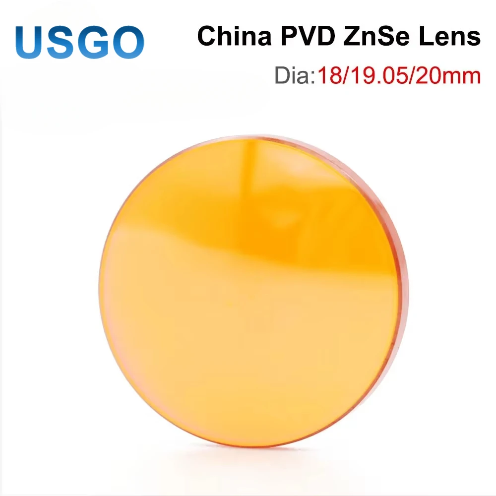 USGO China PVD CO2 ZnSe Focus Lens Dia.18 19.05 20mm FL38.1 50.8 63.5 101.6 127mm 1.5-4