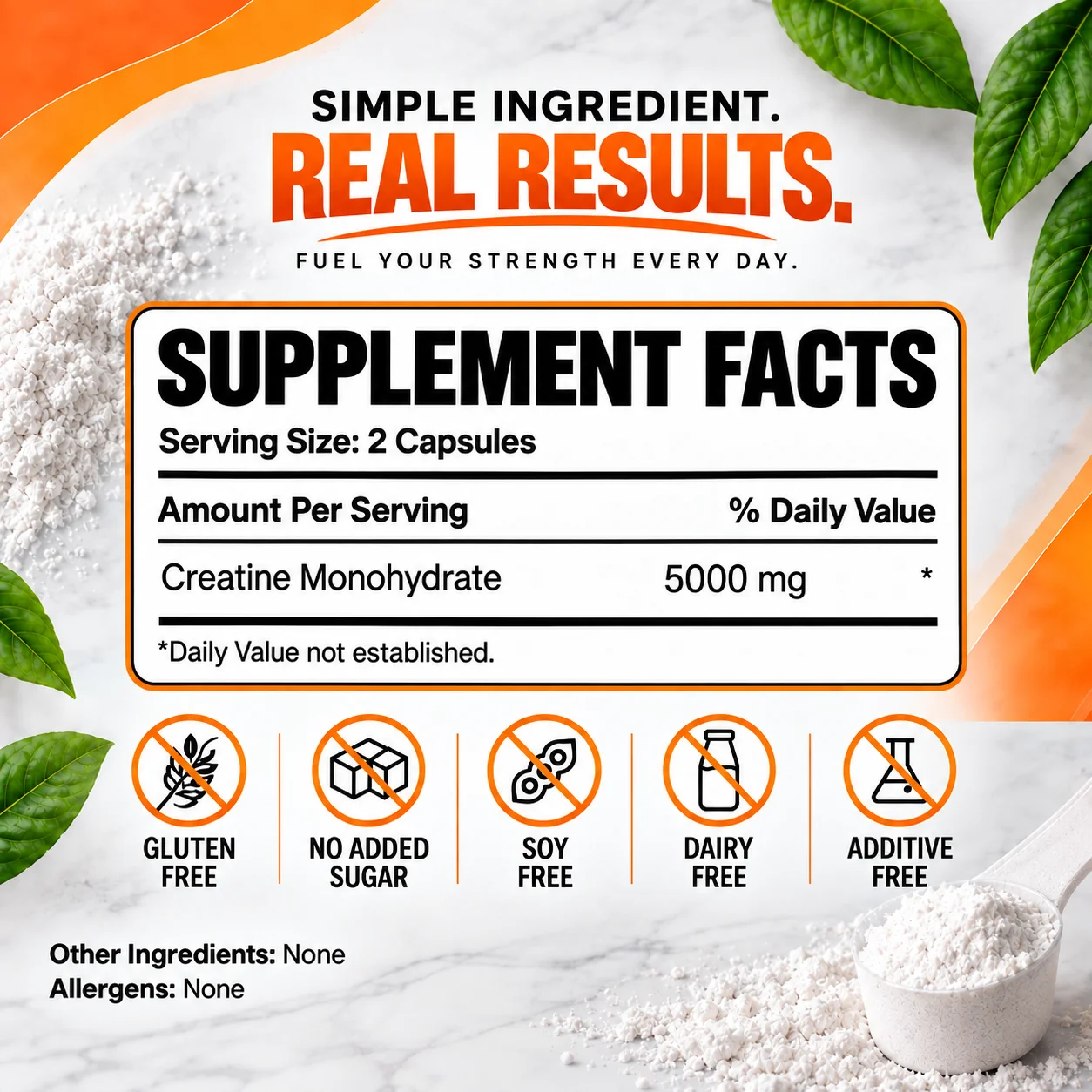 Creatine Monohydrate - Provide Energy, Improve Athletic Performance, Muscle Recovery and Strength, Supports Cognitive Function