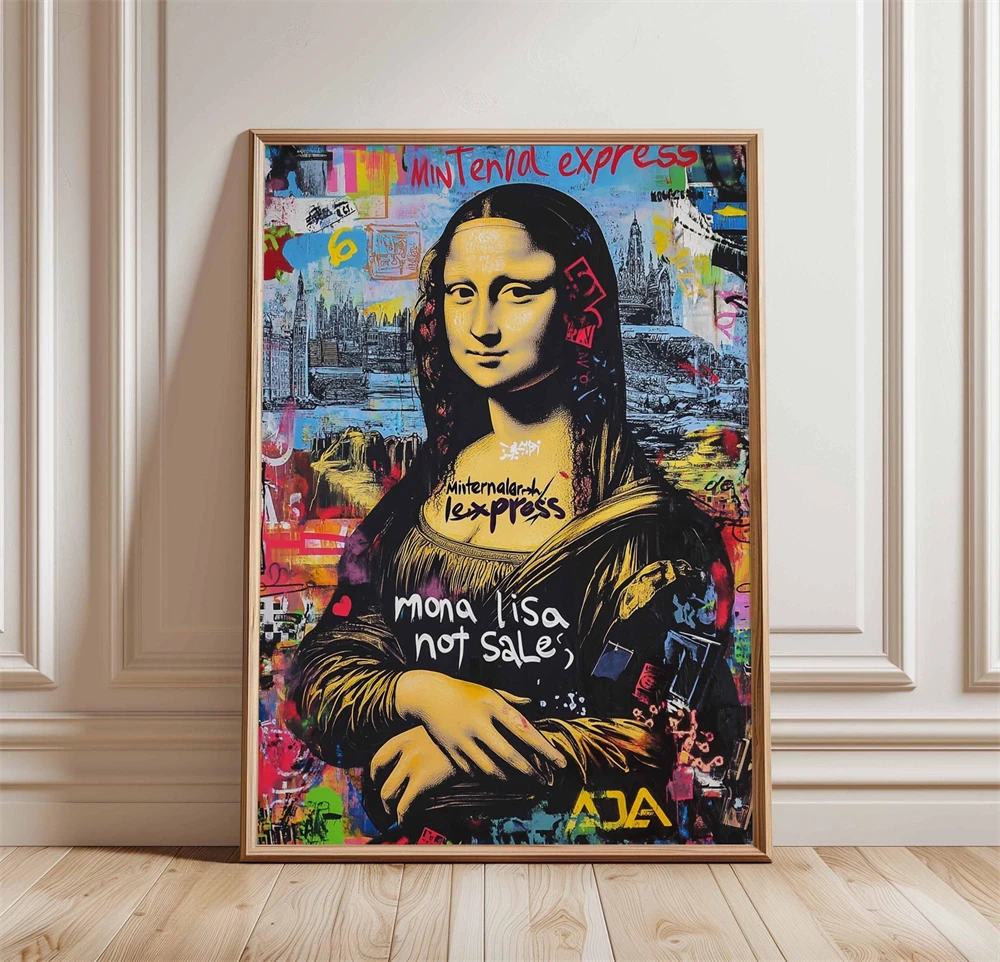 Mosa lisa pop art pintura em tela colorida mona lisa impressões de arte engraçado suporte de papel higiênico cartaz moderno pop art graffiti decoração
