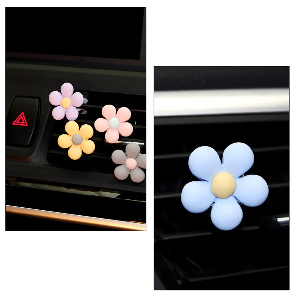 

4Pcs Car Air Outlet Clip Flower-Shaped Clamp Small ABS Material Air Vent Decorative Clip Car Interior Accessories