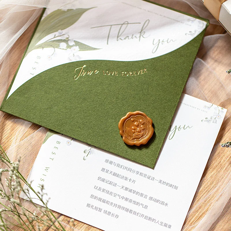 Customized. Ins-style Elegant Three-piece Set Wedding Simple Invitation Card Thank You Card Direct Sale Wedding Candy Box