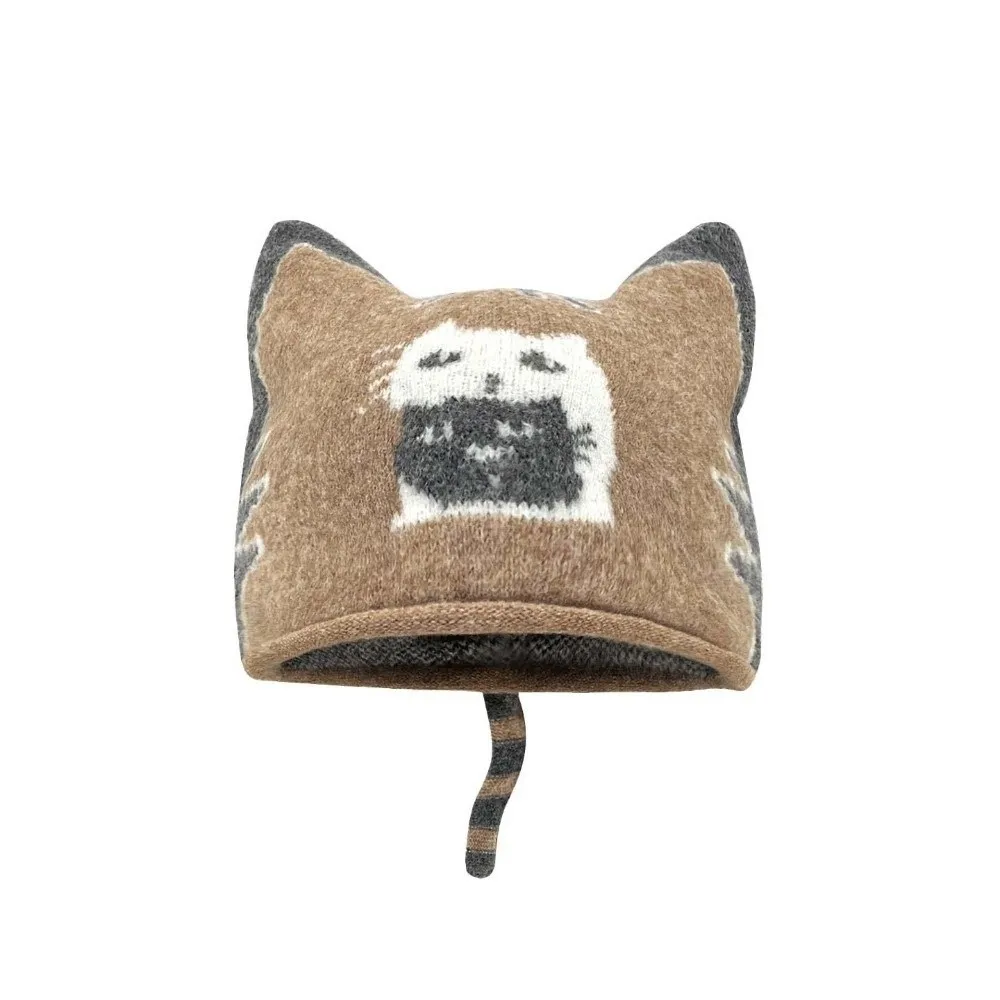 Sweet Kawaii Cute Cat Beanie Thick Animal Pattern Lovely Ears Bonnet Soft Texture Elastic Winter Painter Cap Pretty Gift