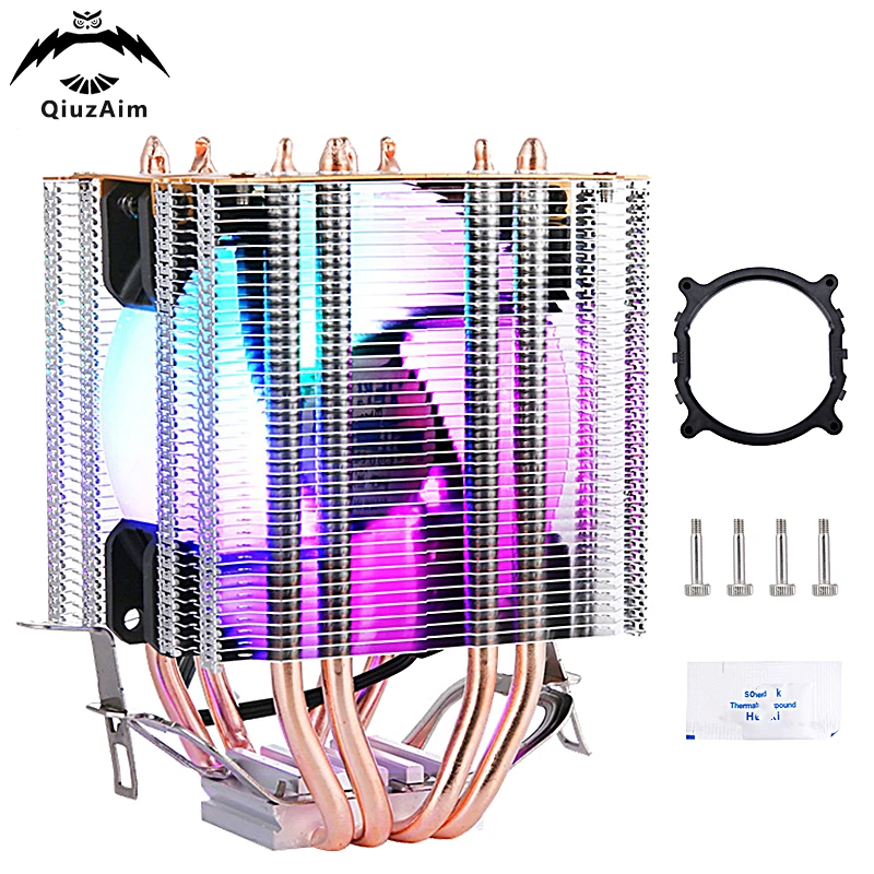 

QiuzAim Air-cooled CPU Cooling Fan 4 Heat Pipe Twin Towers Computer x79 x99 Processor Cooler Installing LGA2011 2066 AMD am4 am5