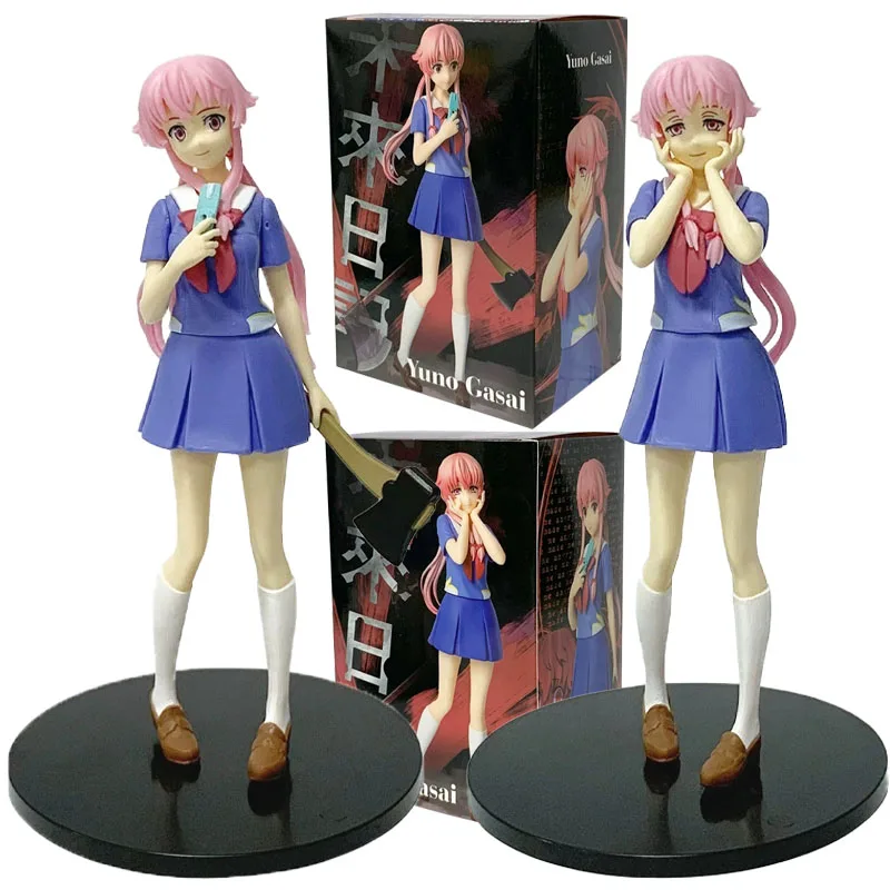 17cm/6.69in Future Diary  Mirai Nikki Gasai Yuno Anime Uniform Dress Standing Posture Kawaii Action Figure Model toys