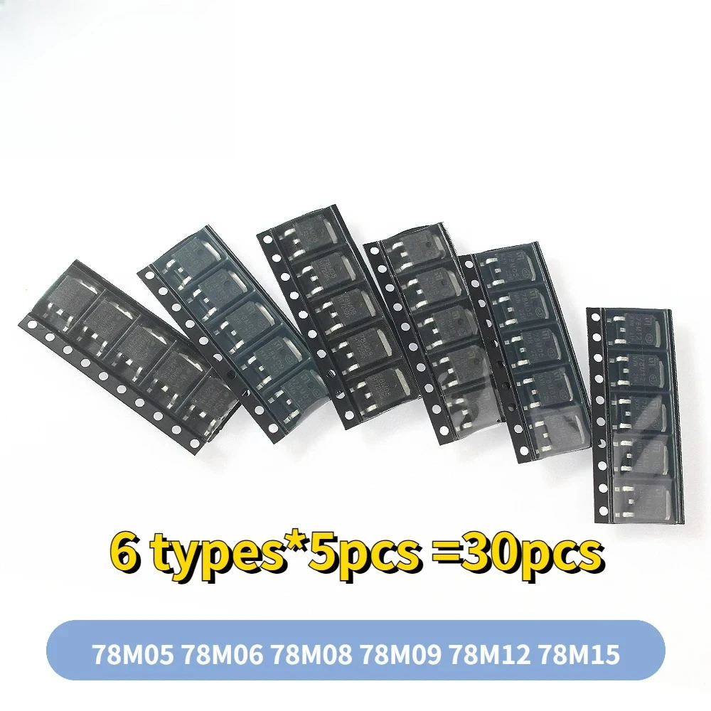 30 Stück 78M05 SMD Transistor Triode Kit 78M06 78M08 78M09 78M12 78M15 TO-252 Spannungsregler Kits 5V 6V 8V 9V 12V 15V