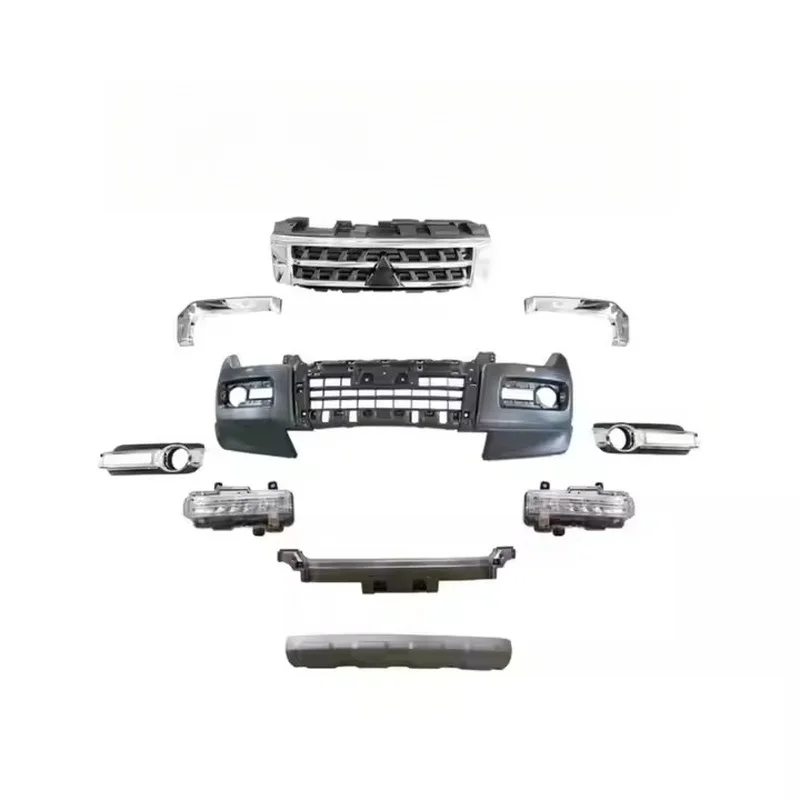 High Quality Front Bumper Assembly With Grille Headlights For Mitsubishi Pajero 2012-2020 Old New Model Upgrade Parts